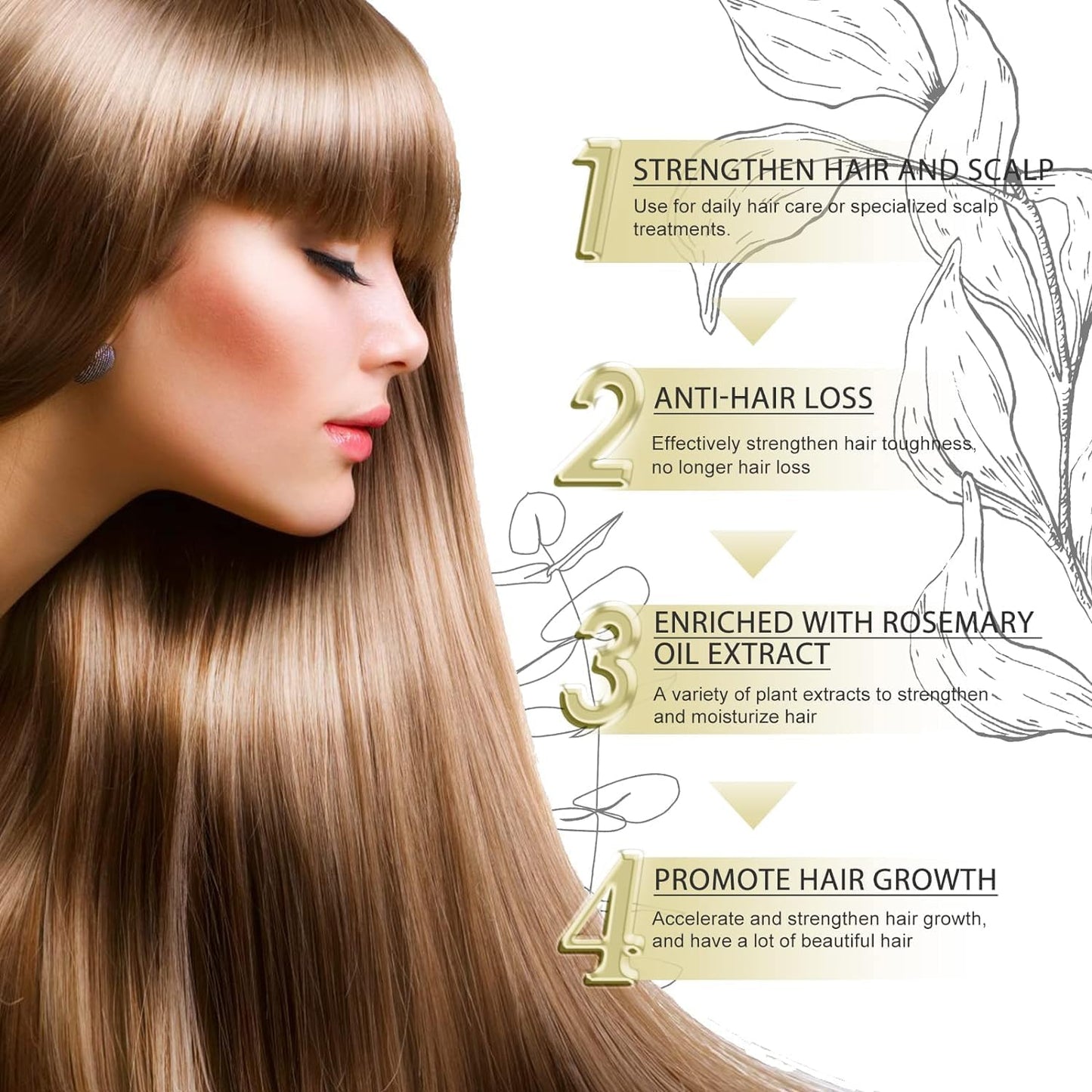EELHOE Rosemary Hair Growth Oil Serum - 3-Pack Natural Formula for Hair Thinning (60ml Each)