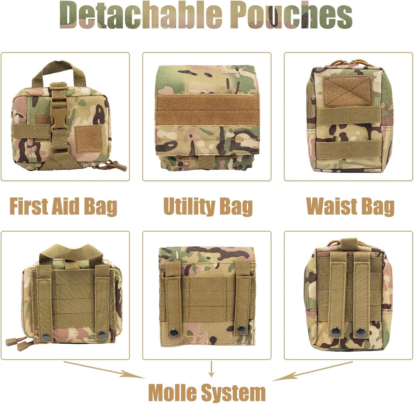 Military-Grade Adjustable Dog Harness - Durable Nylon Harness with MOLLE System; Padded Comfort for Training and Hiking