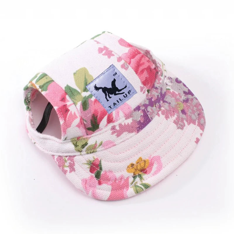 Cute Adjustable Cat and Dog Baseball Cap Canvas Cap With Ear Holes For Pet Dogs and Cats
