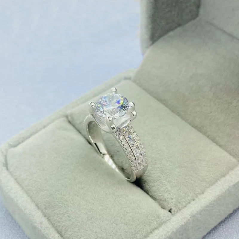 2-Carat Sterling Silver D Color VVS1 Moissanite Engagement Ring