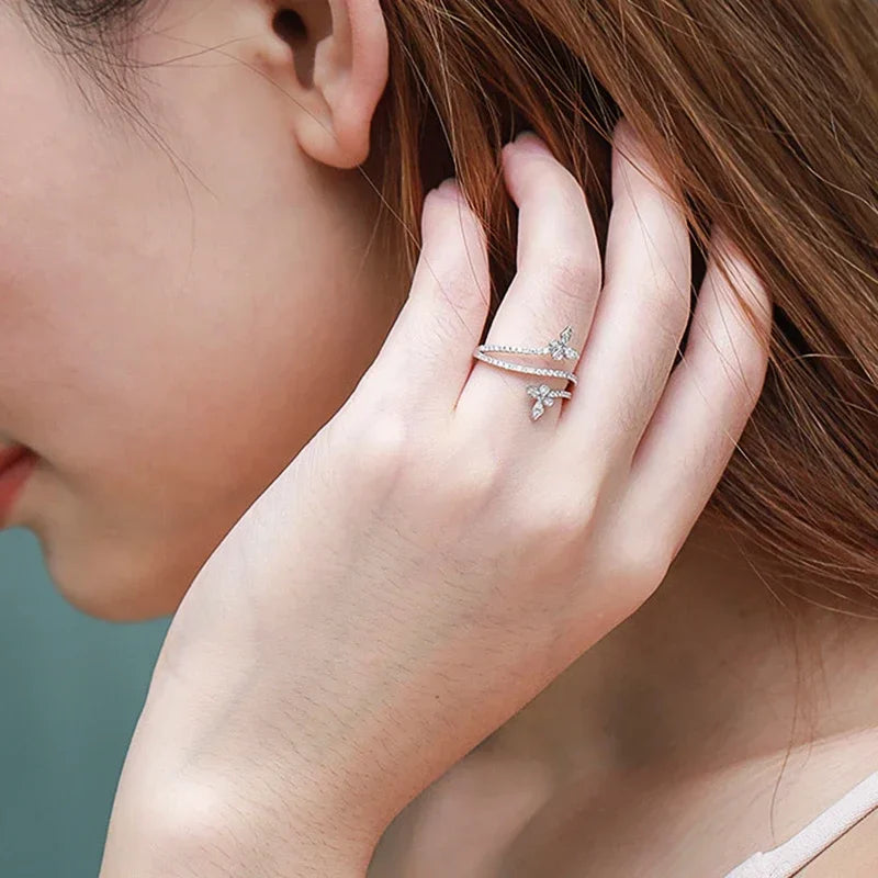 Dainty Double Butterfly Zirconia Ring