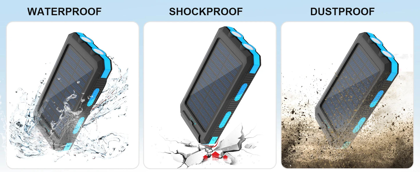 Waterproof Outdoor Solar Power Bank 38800mAh Dual USB Travel Outdoor Solar Mobile Phone Charger Solar Powerbanks For Camping