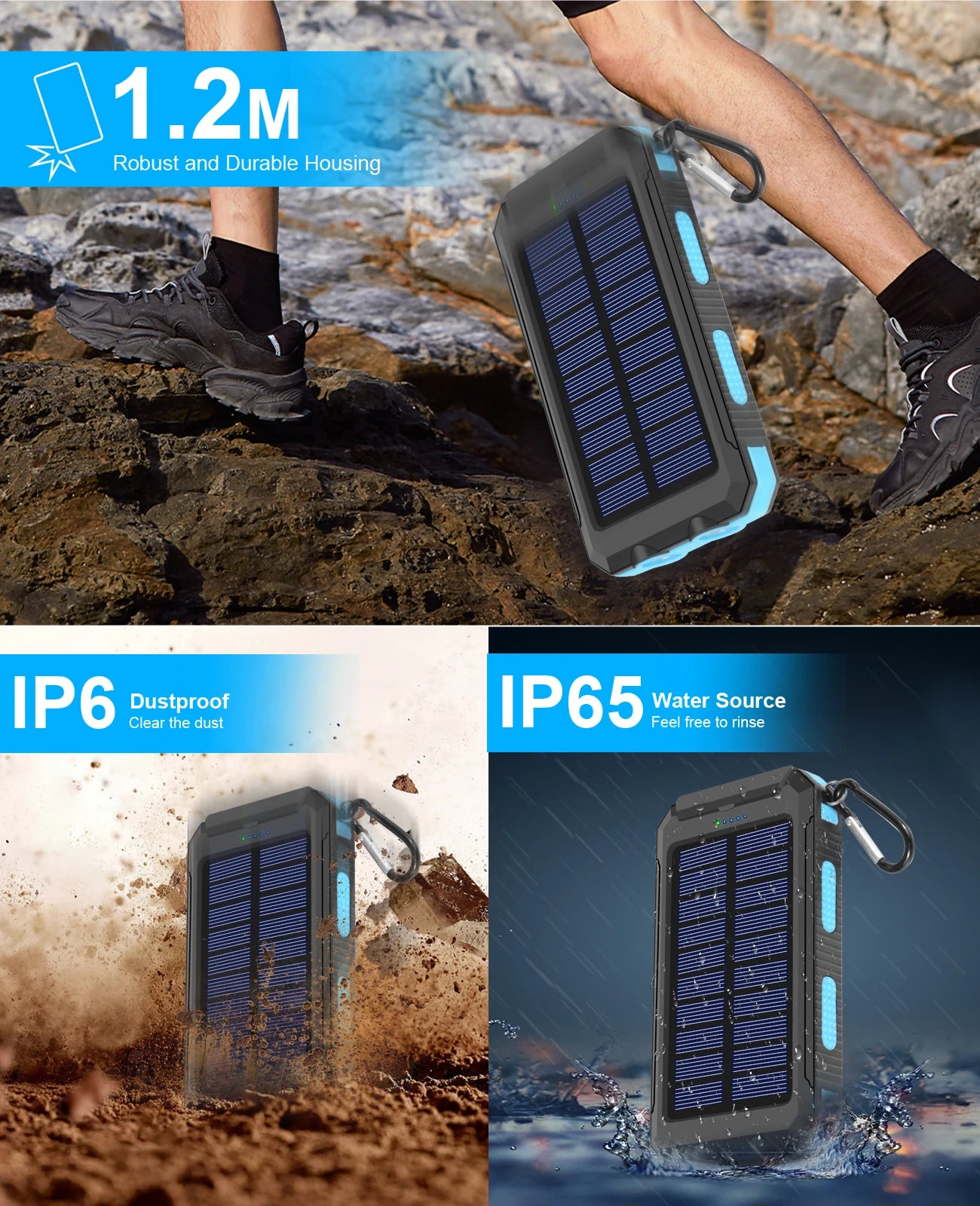 Waterproof Outdoor Solar Power Bank 38800mAh Dual USB Travel Outdoor Solar Mobile Phone Charger Solar Powerbanks For Camping