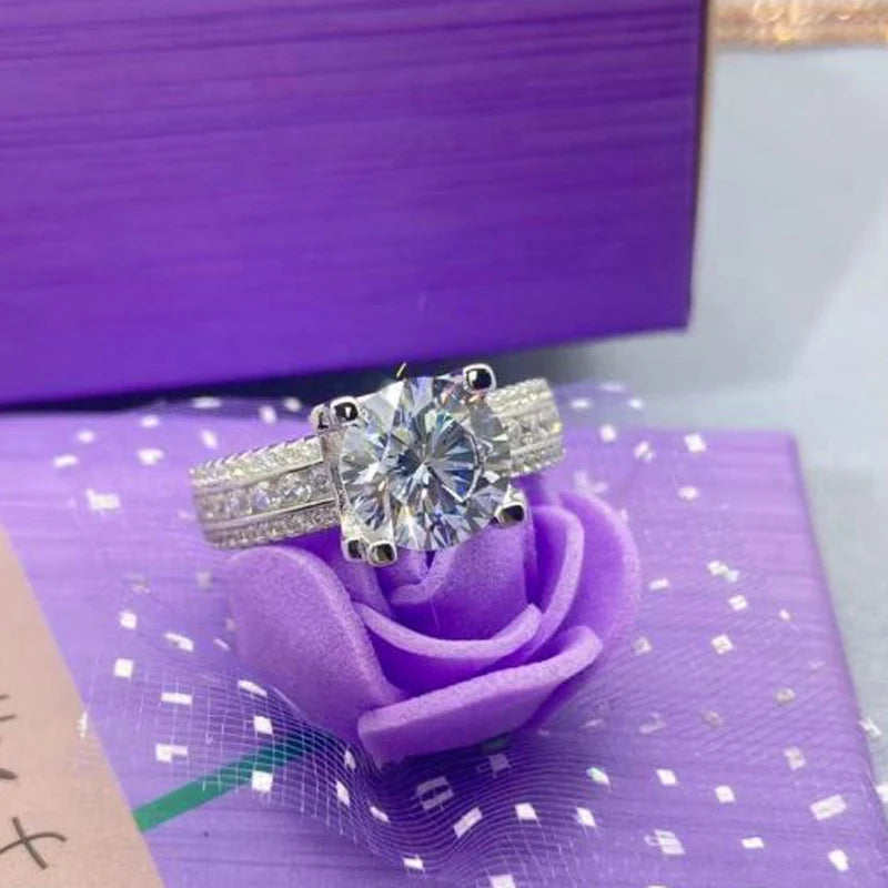 2-Carat Sterling Silver D Color VVS1 Moissanite Engagement Ring