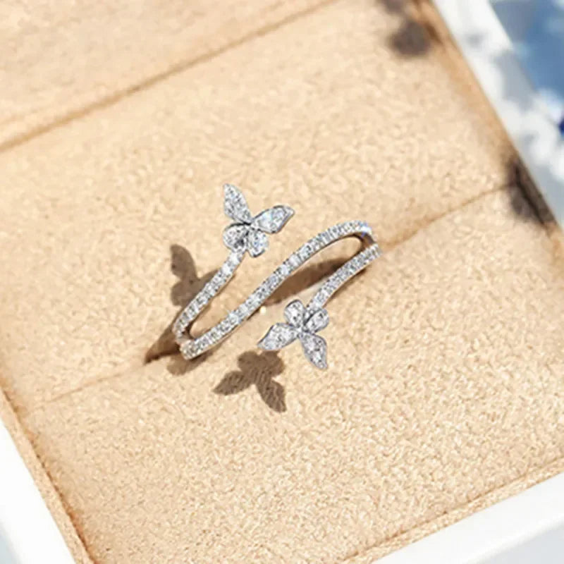 Dainty Double Butterfly Zirconia Ring