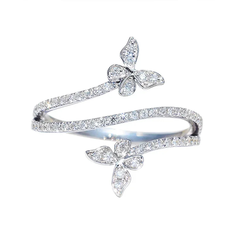 Dainty Double Butterfly Zirconia Ring