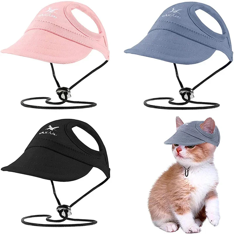 Small Puppy Pets Summer Solid Color Cap Dog Baseball Visor Hat Outdoor Accessories Sun Bonnet Travelhelmet