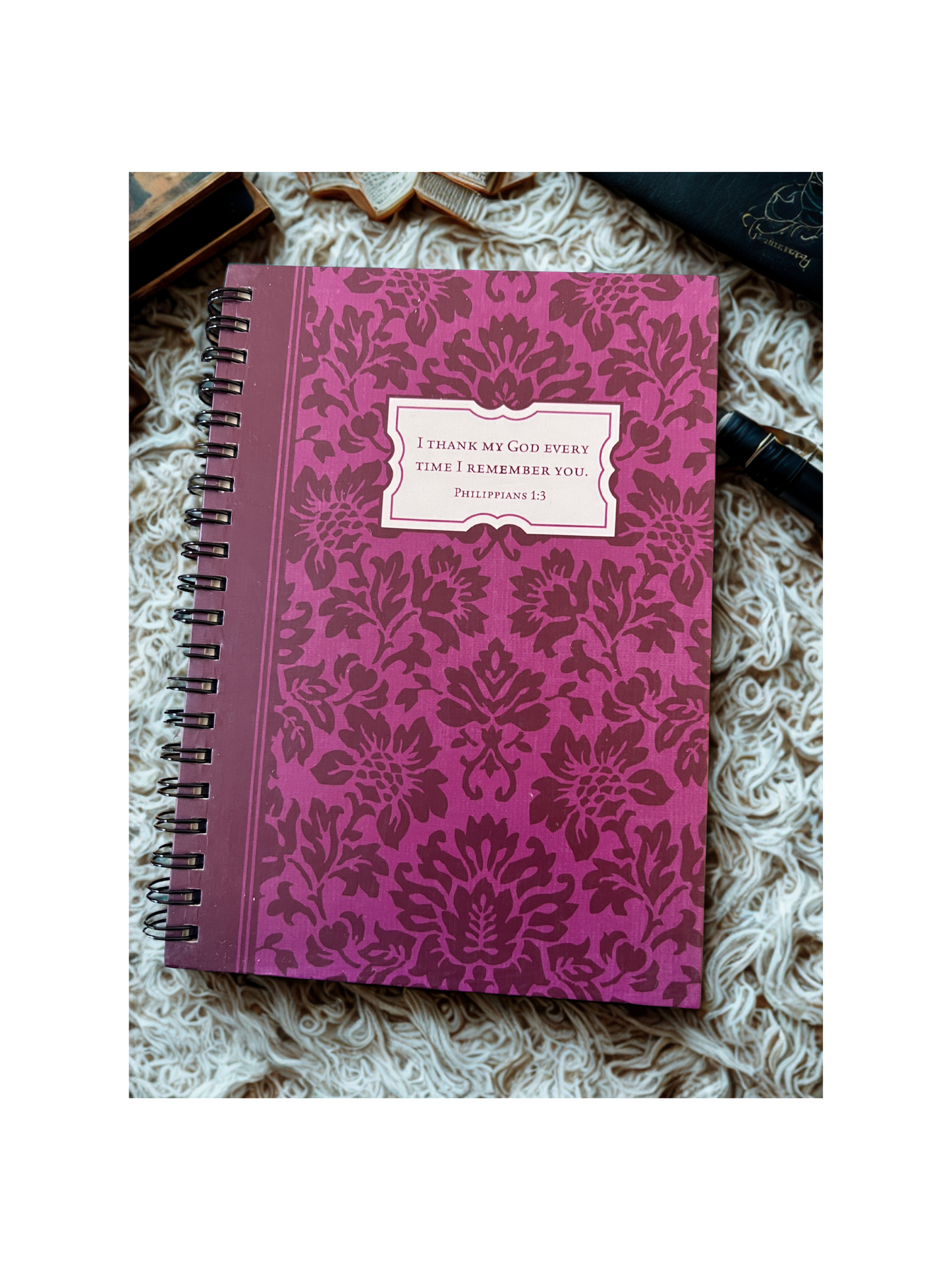 Christian Prayer Journal – “I Thank My God Every Time I Remember You” – Philippians 1:3 Scripture Notebook, Inspirational Gratitude & Devotional Writing Book for Women, Men, Teens, Teachers and Pastors – Spiral Hardcover 7”x5"
