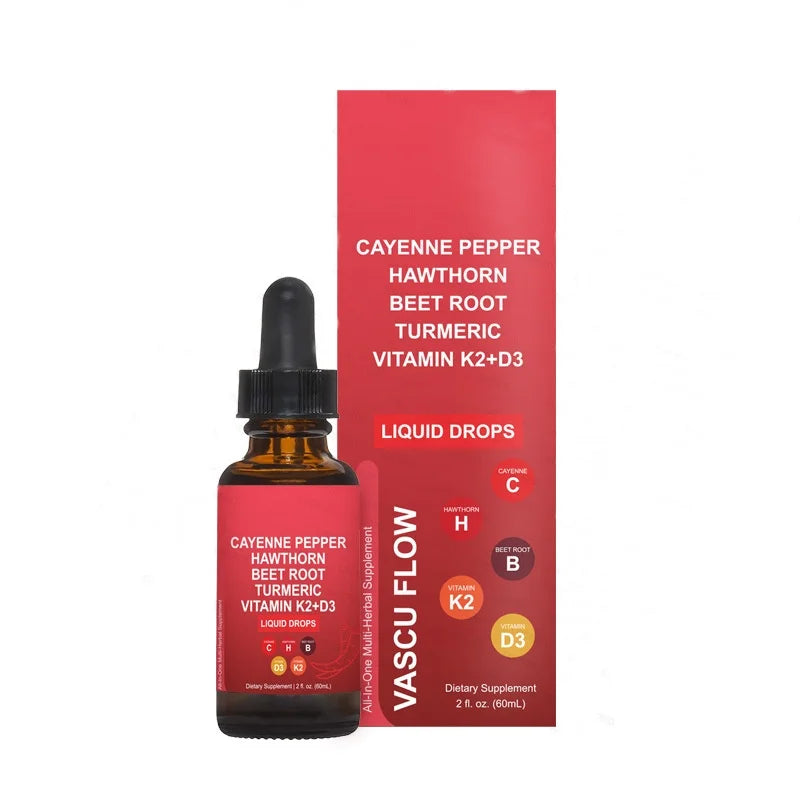 Premium Cayenne Pepper Liquid Drops with Vitamin D3 K2 Complex - Metabolism & Circulation Support Supplement with Turmeric, Ginseng & Hawthorn Berry - Natural Energy Booster for Men & Women - 2 fl oz