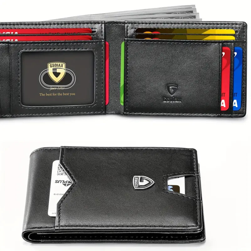 Ultra Slim RFID Blocking Carbon Fiber Wallet for Men – Minimalist Bifold, 11 Card Slots, Durable Microfiber Leather, Gift Box – Compact Credit Card Holder, Stylish Orange – Perfect Gift for Dad, Husband, Son, Boyfriend, Friend