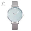Minimalist Shengke Women's Watch with Marble Dial and Leather Band, Elegant and Waterproof