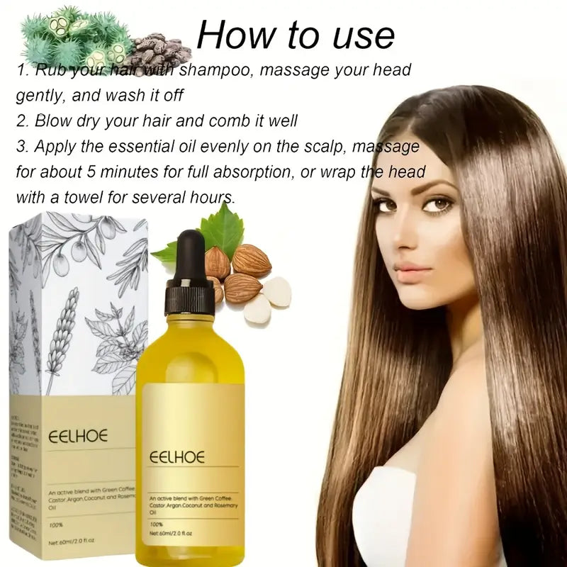 EELHOE Rosemary Hair Growth Oil Serum - 3-Pack Natural Formula for Hair Thinning (60ml Each)