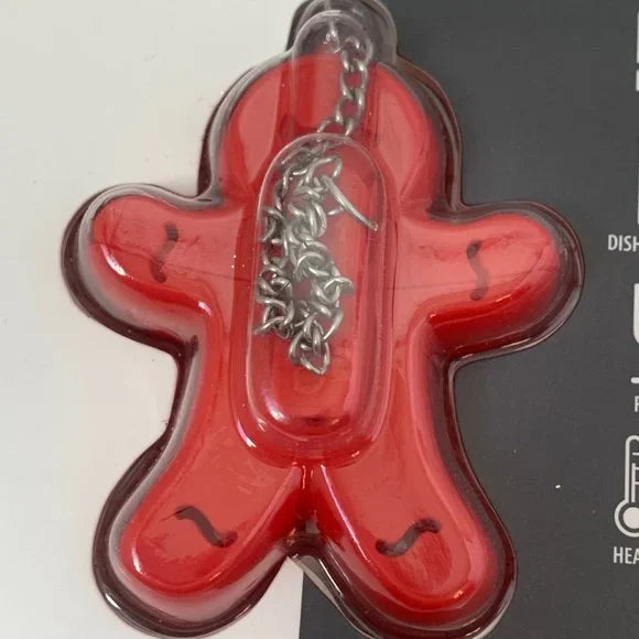 Tovolo Gingerbread Man Tea Infuser – Reusable Silicone Loose-Leaf Tea Holder with Stainless Steel Chain (Red)