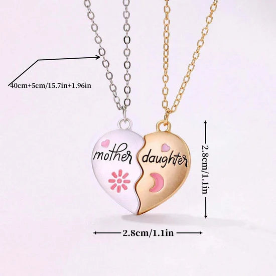 Mother & Daughter Matching Heart Magnetic Pendant Set: A Bond of Love