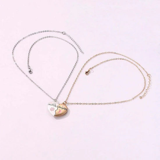 Mother & Daughter Matching Heart Magnetic Pendant Set: A Bond of Love