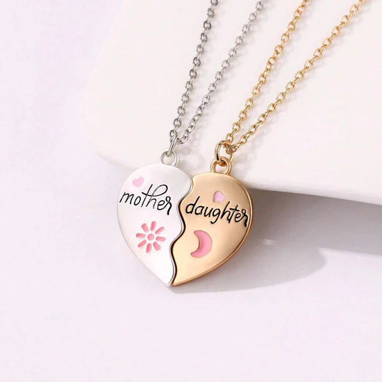 Mother & Daughter Matching Heart Magnetic Pendant Set: A Bond of Love