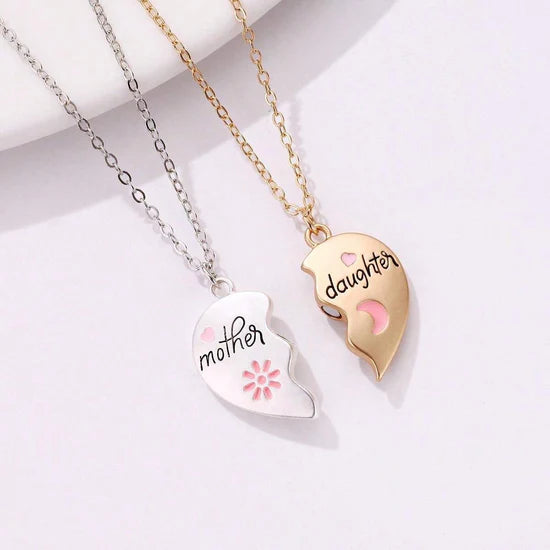 Mother & Daughter Matching Heart Magnetic Pendant Set: A Bond of Love