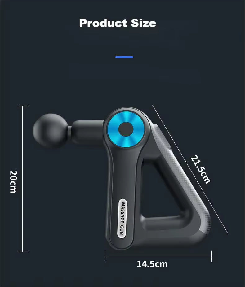 9-Speed Deep Tissue Massage Gun, 9 Heads, LCD Display, Rechargeable, Low Noise, Quiet Handheld Percussion Massager for Muscle Recovery, Pain Relief & Relaxation