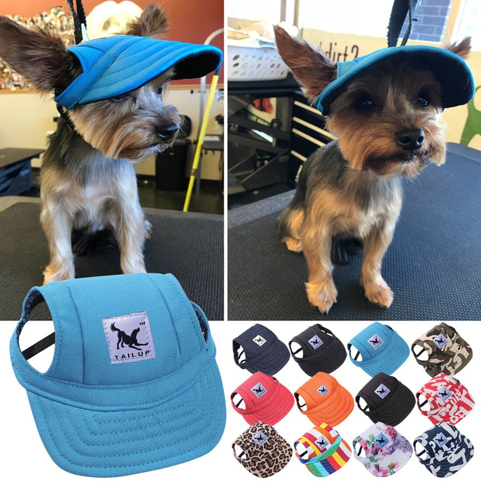 Cute Adjustable Cat and Dog Baseball Cap Canvas Cap With Ear Holes For Pet Dogs and Cats