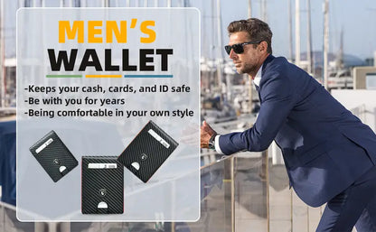 Ultra Slim RFID Blocking Carbon Fiber Wallet for Men – Minimalist Bifold, 11 Card Slots, Durable Microfiber Leather, Gift Box – Compact Credit Card Holder, Stylish Orange – Perfect Gift for Dad, Husband, Son, Boyfriend, Friend