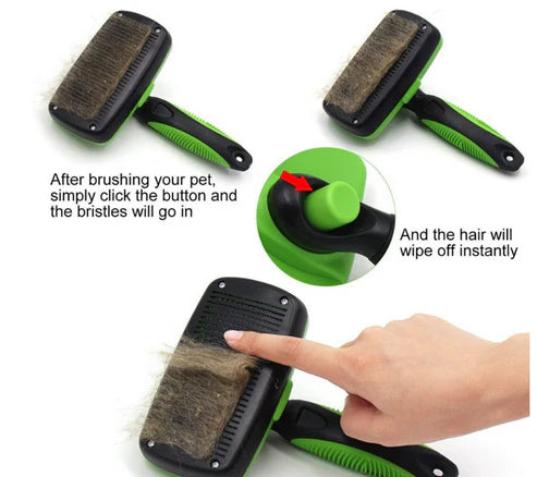 Self-Cleaning Slicker Brush for Dogs and Cats - The Ultimate Dog Brush for Shedding Hair and Fur