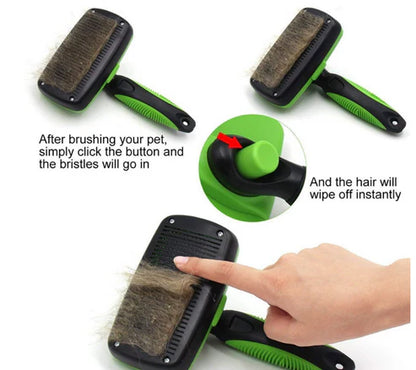 Self-Cleaning Slicker Brush for Dogs and Cats - The Ultimate Dog Brush for Shedding Hair and Fur