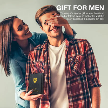 Ultra Slim RFID Blocking Carbon Fiber Wallet for Men – Minimalist Bifold, 11 Card Slots, Durable Microfiber Leather, Gift Box – Compact Credit Card Holder, Stylish Orange – Perfect Gift for Dad, Husband, Son, Boyfriend, Friend