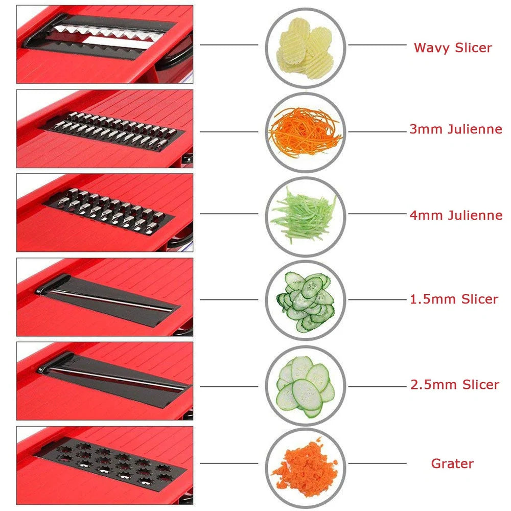6-in-1 Multi-Functional Vegetable Slicer - Mandoline Slicer with Interchangeable Blades