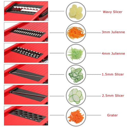6-in-1 Multi-Functional Vegetable Slicer - Mandoline Slicer with Interchangeable Blades