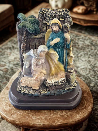 Hand-Painted Nativity Scene Figurine – Mary, Joseph, & Baby Jesus - A Timeless Christmas Centerpiece