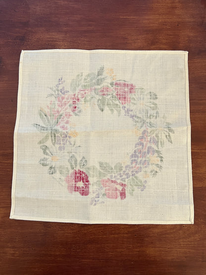 Vintage Swedish Lupinus Wreath Hand-Printed Linen Dolly by Eva Nordblom for Jobs Handtryck Leksand