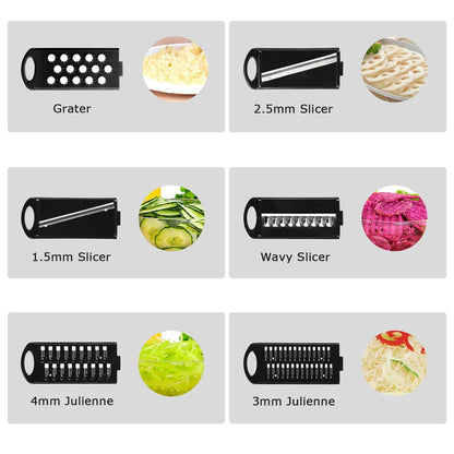 6-in-1 Multi-Functional Vegetable Slicer - Mandoline Slicer with Interchangeable Blades