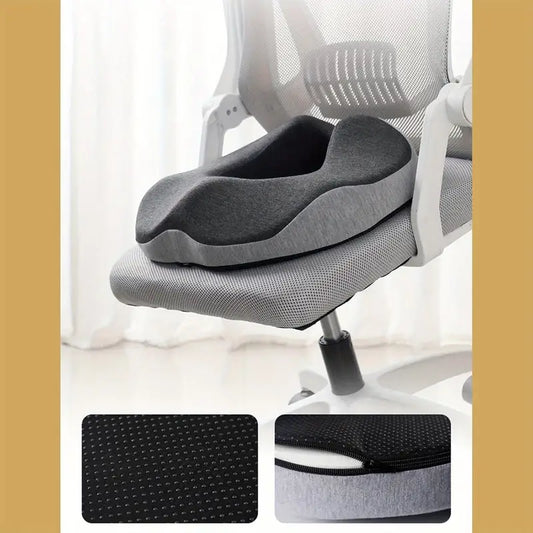 Sciatica & Tailbone Relief Seat Cushion - Ergonomic Memory Foam Donut Pillow for Office Chair, Car, & Wheelchair, Improves Posture & All-Day Comfort, Gray