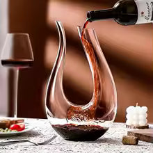 Hand-Blown Crystal Wine Decanter 1.5L - Lead-Free U-Shaped Glass Aerator for Wine & Whiskey, Premium Bar Accessories for Home Entertainment