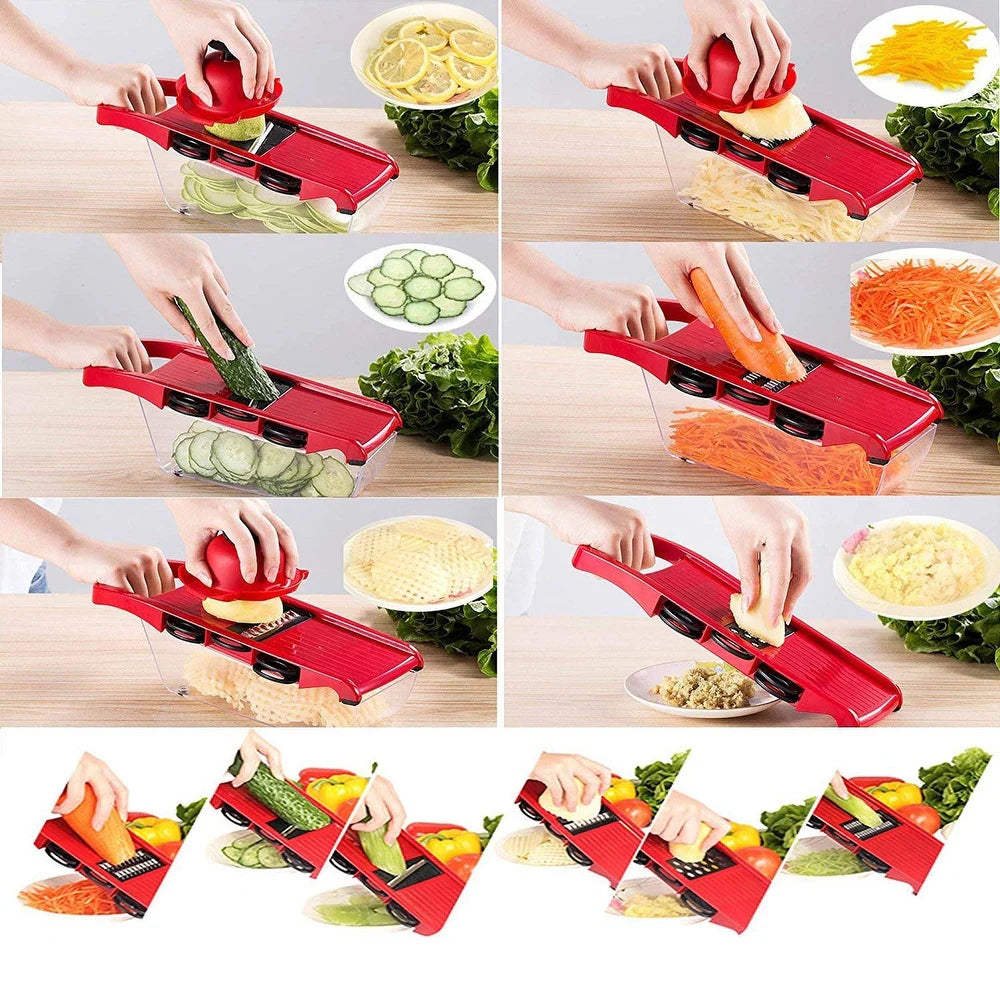 6-in-1 Multi-Functional Vegetable Slicer - Mandoline Slicer with Interchangeable Blades