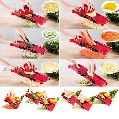 6-in-1 Multi-Functional Vegetable Slicer - Mandoline Slicer with Interchangeable Blades