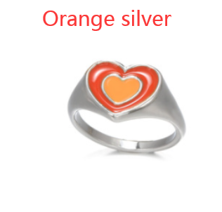 Vintage Heart Ring:  Alloy, Electroplated Finish - Orange/Green/Brown Gold & Silver - Sizes 6, 7, 8