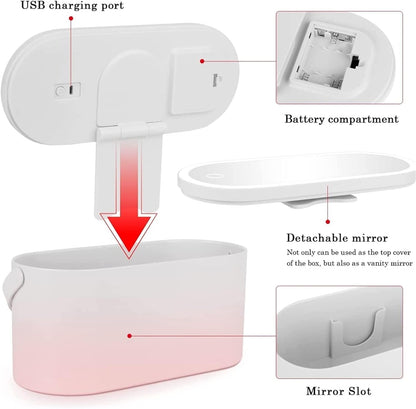 All-in-One LED Makeup Organizer Box with Rechargeable 5200K Mirror – Portable Cosmetic Storage, Adjustable Dividers & USB Charging, Travel Vanity Case for Makeup, Skincare & Jewelry