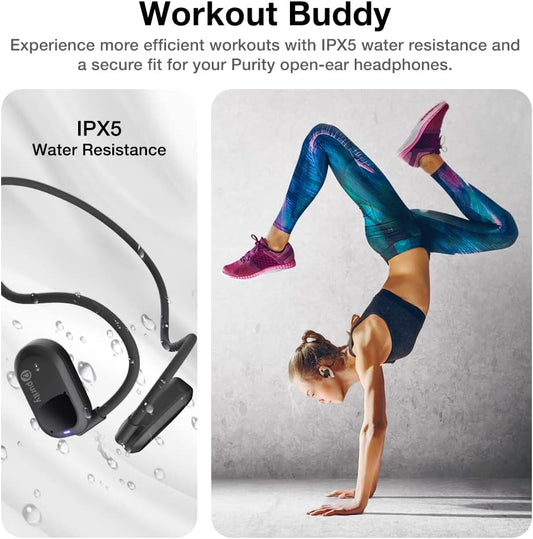 Purity Air Open Ear Bluetooth Headphones & UNU 15000mAh Powerbank Duo - IPX5 Waterproof Wireless Sports Earbuds with Dual Mic, 6H Battery Life, Air Conduction Technology for Running, Cycling & Workouts (Black)
