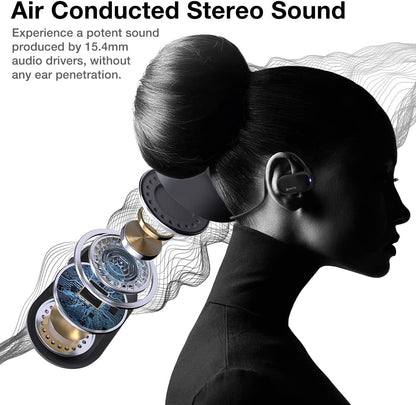 Purity Air Open Ear Bluetooth Headphones & UNU 15000mAh Powerbank Duo - IPX5 Waterproof Wireless Sports Earbuds with Dual Mic, 6H Battery Life, Air Conduction Technology for Running, Cycling & Workouts (Black)