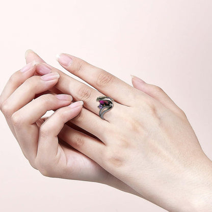 Marquise and Amethyst Engagement Ring - Purple Crystal Bypass Design