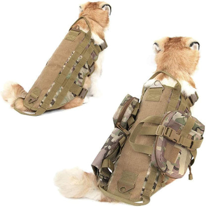 Military-Grade Adjustable Dog Harness - Durable Nylon Harness with MOLLE System; Padded Comfort for Training and Hiking