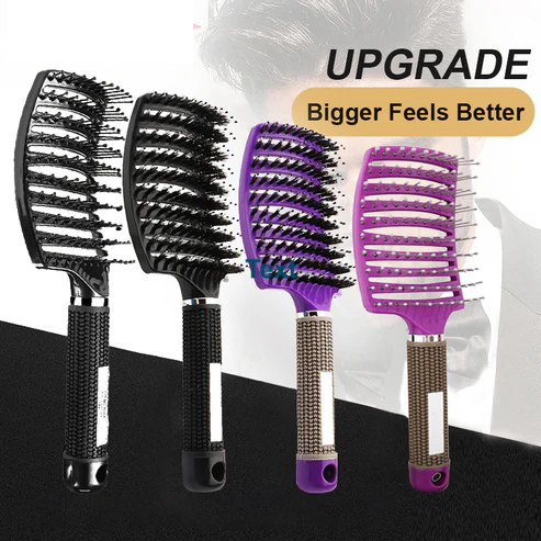 Premium Detangling Hairbrush with Boar & Nylon Bristles - Pain-Free Anti-Frizz Hair Brush for All Hair Types | Ergonomic Scalp Massage Brush for Women, Men & Kids