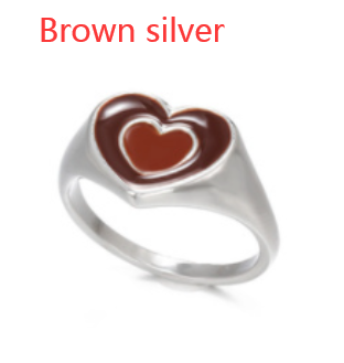 Vintage Heart Ring:  Alloy, Electroplated Finish - Orange/Green/Brown Gold & Silver - Sizes 6, 7, 8