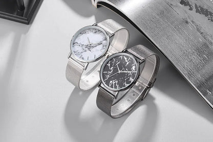 Fashion Rose Gold Mesh Band Creative Marble Female Wrist Watch Luxury Women Quartz Watches Gifts Relogio Feminino