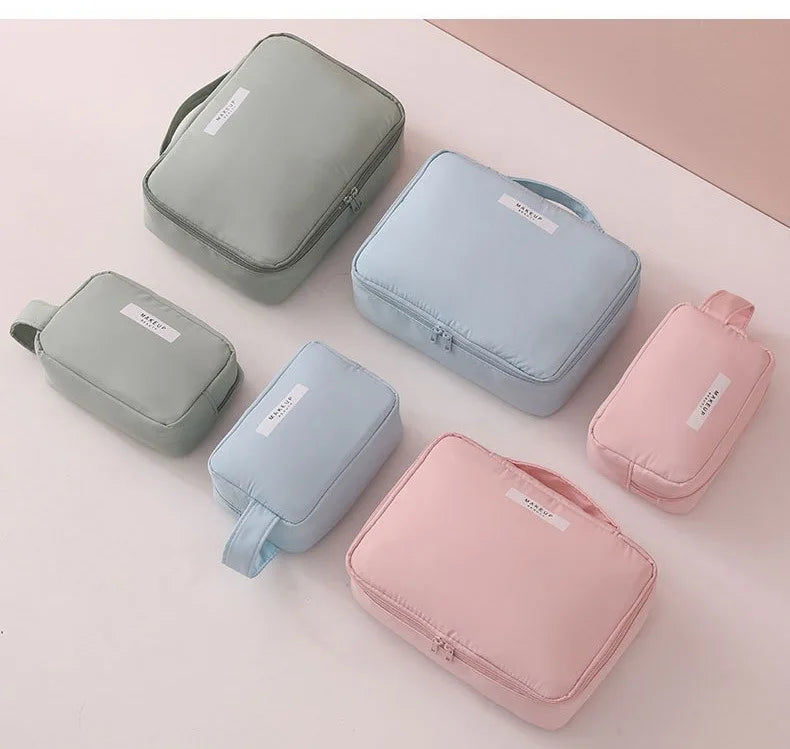 Elegant Travel Makeup Bag - Waterproof Nylon Cosmetic Storage with Smart Organization System