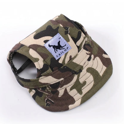 Cute Adjustable Cat and Dog Baseball Cap Canvas Cap With Ear Holes For Pet Dogs and Cats