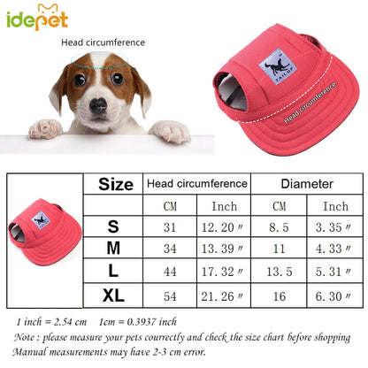 Cute Adjustable Cat and Dog Baseball Cap Canvas Cap With Ear Holes For Pet Dogs and Cats