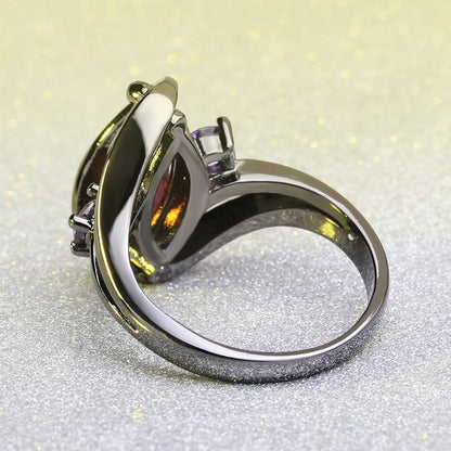 Marquise and Amethyst Engagement Ring - Purple Crystal Bypass Design