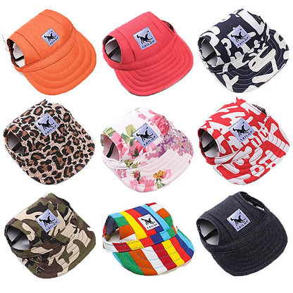 Cute Adjustable Cat and Dog Baseball Cap Canvas Cap With Ear Holes For Pet Dogs and Cats